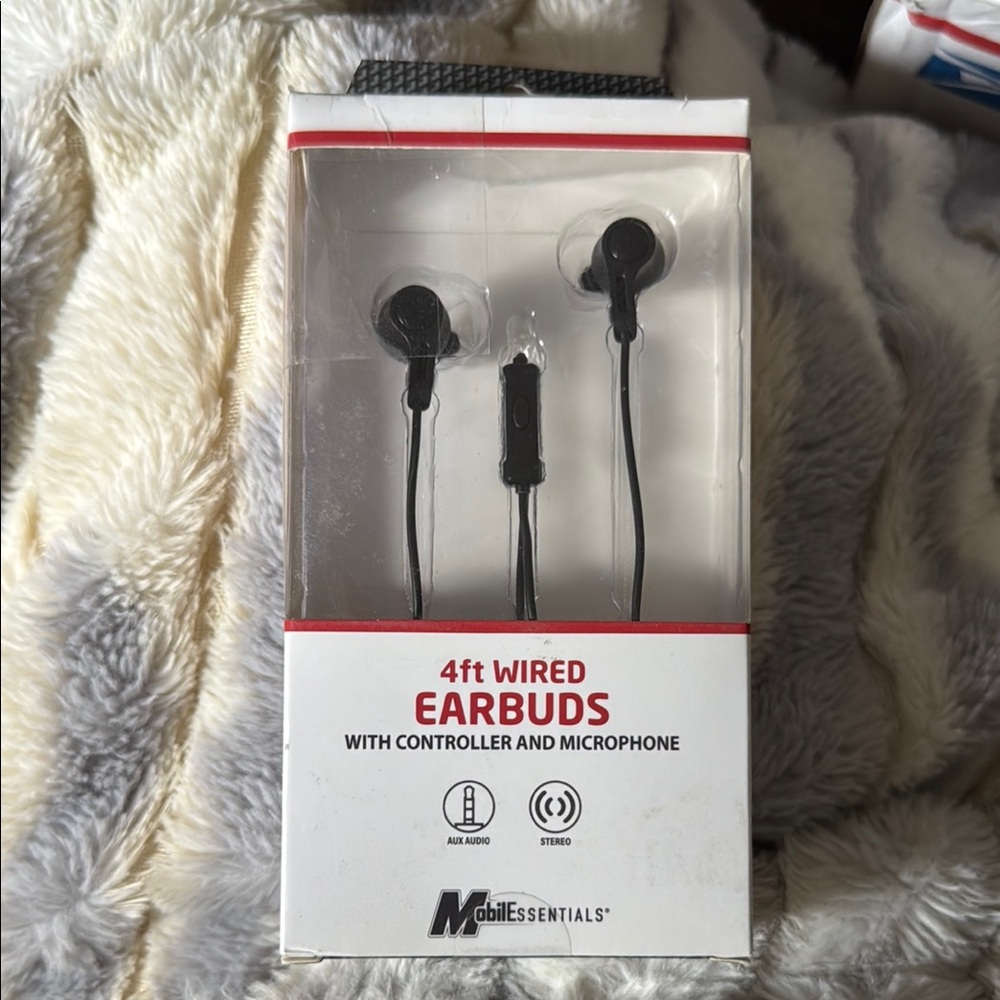 Black Wired Earbuds with Microphone